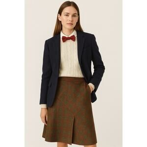 Banana Republic Womens Plaid Skirt Wool Blend Lined Knee Length Brown Orange 6